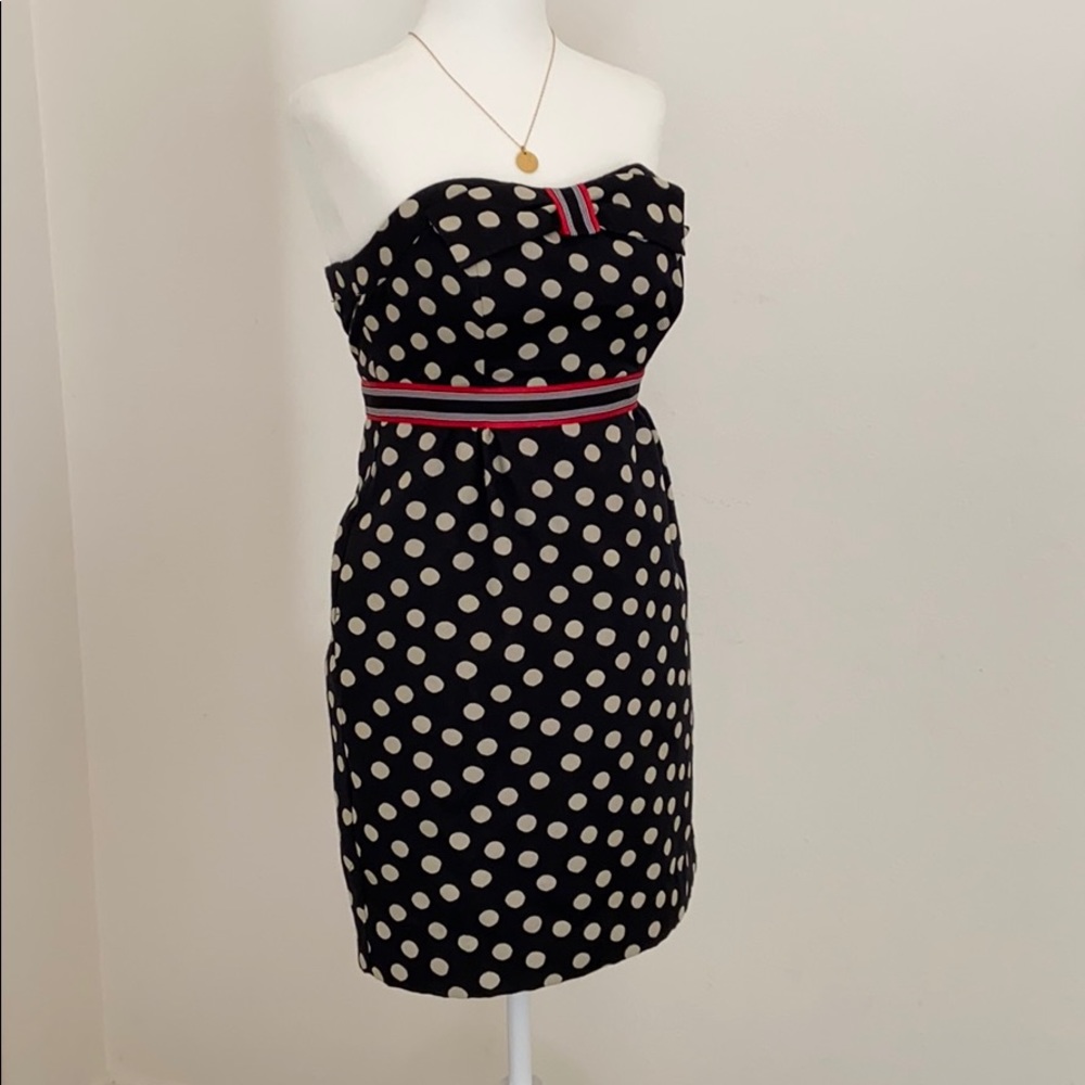 Adorable polka dot strapless dress-Anthropologie